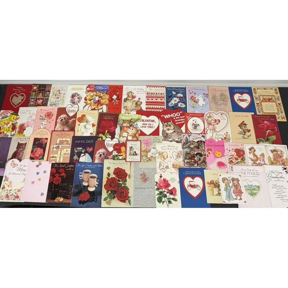 Vintage Valentine Cards Fronts ONLY Scrapbooking Crafts Lot of 40+ Fall